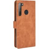 Voor HTC Desire 20 Pro Solid Color Skin Feel Magnetic Buckle Horizontal Flip Calf Texture PU Leather Case met Holder & Card Slots & Wallet(Brown)