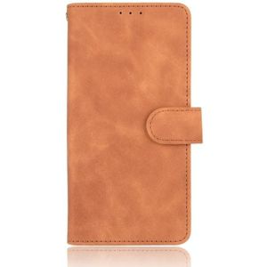 Voor HTC Desire 20 Pro Solid Color Skin Feel Magnetic Buckle Horizontal Flip Calf Texture PU Leather Case met Holder & Card Slots & Wallet(Brown)