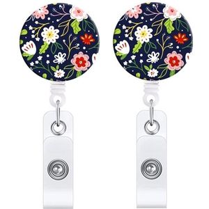 2 STUKS Retro Verse Kleine Bloemen Intrekbare Badge Reel Naamplaatje Kaart Badge (No. 2)