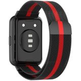 Voor Huawei Watch Fit 2 Milan magnetische roestvrijstalen horlogeband (zwart rood)