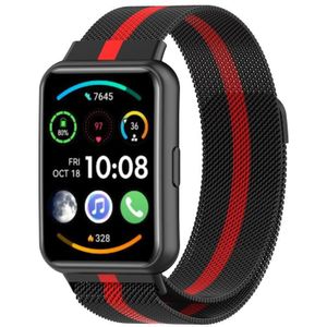 Voor Huawei Watch Fit 2 Milan magnetische roestvrijstalen horlogeband (zwart rood)