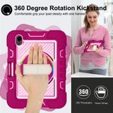 360 graden rotatie contrast kleur shockproof siliconen + pc case met houder & hand grip riem en schouderriem voor iPad mini 6 (rose rood + roze)