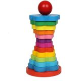 14-laags Plum Blossom houten Jenga toren kolom stack hoge kinderen educatief speelgoed