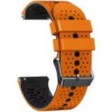 Voor Garmin Forerunner255 22 mm geperforeerde tweekleurige siliconen horlogeband (oranje + zwart)