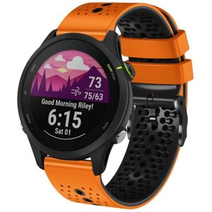 Voor Garmin Forerunner255 22 mm geperforeerde tweekleurige siliconen horlogeband (oranje + zwart)