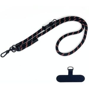 10 mm dik touw mobiele telefoon anti-verloren verstelbare lanyard spacer (zwart rood grof patroon)