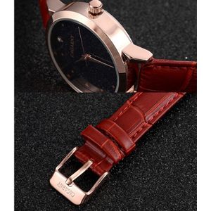 CAGARNY 6875 ronde wijzerplaat waterbestendig sterrenhemel patroon Fashion vrouwen Quartz Wrist Watch with lederen Band (wit)