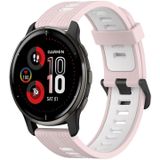Voor Garmin Venu 2 plus 20 mm verticaal patroon tweekleurige siliconen horlogeband (roze+wit)