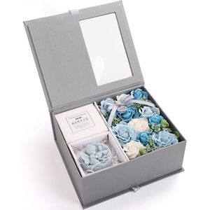 Creatieve Valentine dag gift zeep bloem Rose Gift Box souvenir (blauw)