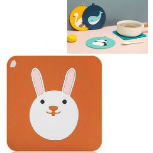 10 PCS Anti-scald en hittebestendige Placemats Home Waterproof en Olie-proof Tafelmatten Siliconen coasters  grootte: Groot  Style:Bunny