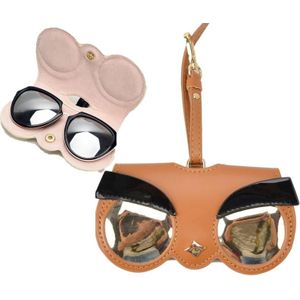 Leuke en grappige PU zonnebril geval draagbare bril geval met opknoping gesp  kleur: Honey Brown Fox (Bruin)