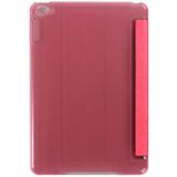 Zijde textuur horizontale Flip lederen draagtas met drie-vouwen houder voor iPad mini 4(Red)