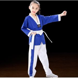 Kind Volwassen Katoen Mannen En Vrouwen Taekwondo Kleding Training Uniformen  Maat: 180 (Blauw Wit Stiksel)