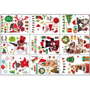 2 Sets Cartoon Kerstvenster Stickers Show Window Woonkamer Static Christmas Decoratie Muurstickers