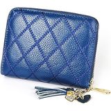 KB213 Diamond textuur rits koeienhuid lederen dubbele rij orgel vorm meerdere kaartsleuven anti-magnetische RFID portemonnee Clutch tas voor dames (blauw)