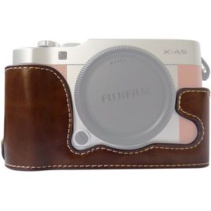 1/4 inch draad PU lederen camera halve Case Base voor FUJIFILM X-A5/X-A20 (koffie)