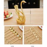 Swan fruitvork en lepel set dessert vork fruit vork rack servies huwelijksgeschenk  kleur: gouden streep met 6 vork