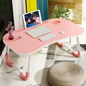 Opvouwbare non-slip laptop tafelstandaard met kaartsleuf & cupslot (roze)