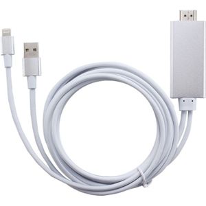 8 Pin naar HDMI HDTV Adapter Kabel met USB oplader Kabel voor iPhone 6 & 6s / iPhone 6 Plus & 6s Plus / iPhone 5 & 5S / iPad mini / iPad Air (zilver)