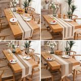 2 stuks katoen en linnen geweven ColorBlock Tassel Gestreepte Rhombus Table Runner  Grootte: 30x240cm (2 Hennep)