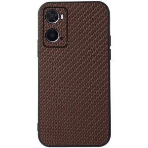 For OPPO A76 Accurate Hole Carbon Fiber Texture Shockproof Case(Brown)