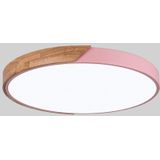 Wood Macaron LED Round Ceiling Lamp  Stepless Dimming  Size:30cm(Pink)