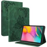 For Samsung Galaxy Tab A 10.1 2019 T510/T515 Butterfly Flower Embossed Leather Tablet Case(Green)