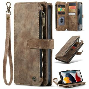 Caseme-C30 PU + TPU Multifunctionele Horizontale Flip Lederen Case met Houder & Card Slot & Portemonnee & Rits Pocket voor iPhone 13 Pro Max (Brown)