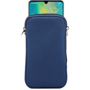 Universal Elasticity Zipper Protective Case Storage Bag met Lanyard Voor Huawei Mate 20 X / 7 2 inch smartphones (Sapphire Blue)