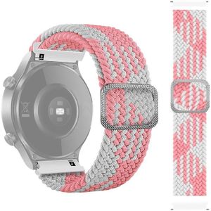 Voor Huami Amazfit bip u pro verstelbare nylon gevlochten elasticiteitsvervanging riem horlogband (roze wit)