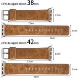 Voor Apple Watch 5 & 4 44mm / 3 & 2 & 1 42mm Ronde Staart Retro Crazy Horse Textuur Echte lederen vervangende band (donkerbruin)