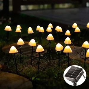 3.8m 10 LED's Solar Mushroom Lawn Light Outdoor Waterdichte Tuin Villa Landschap Decoratieve String Lights (Warm White Light)
