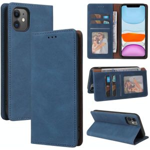 Simple Suction Closure Horizontal Flip Leather Case with Holder & Card Slot & Wallet For iPhone 11 Pro Max(Blue)