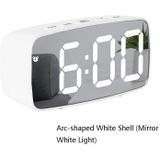 Mirror Bedside Wekker Batterij Plug-In Dual-Purpose LED Klok  Kleur: Boogvormige Witte Schaal (Spiegel Wit Licht)