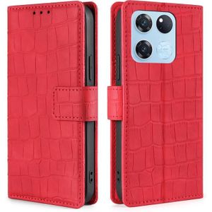 For OnePlus Ace Racing Skin Feel Crocodile Magnetic Clasp Leather Phone Case(Red)