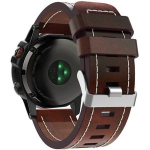 Voor Garmin Descent MK 2i 26 mm lederen horlogeband met stalen gesp