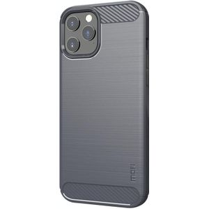 MOF Gentless Series Geborsteld Textuur Carbon Fiber Soft TPU Case voor iPhone? 12/12 Pro