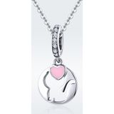 S925 Sterling Silver Cat Hanger DIY Bracelet Ketting Accessoires  Style: Pendent + Ketting