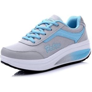 Lente en herfst dikke bodem sport damesschoenen rocking schoenen muffin schoenen  maat: 35 (grijs blauw)