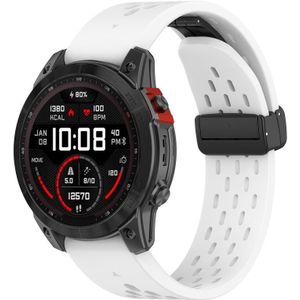 For Garmin Fenix 7X Pro Quick Release Holes Magnetic Buckle Silicone Watch Band(White)