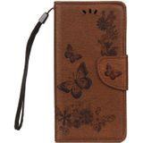 Voor Huawei P20 relif Lite Vintage bloemen vlinder patroon horizontale Flip lederen draagtas met kaartslot & houder & portemonnee & Lanyard (bruin)