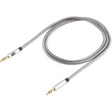 EMK 3 5 mm male naar Male vergulde plug katoen gevlochten audio kabel voor spreker/notebooks/koptelefoon  lengte: 1M (grijs)
