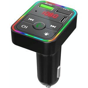 F2 Auto FM-zender MP3 USB-oplader Player met LED-achtergrondverlichting FM-zender met Bluetooth-zender Autospeler Kit