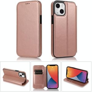 Sterke magnetische sluiting PU + TPU lederen tas met kaartslots & houder voor iPhone 13 (Rose Gold)