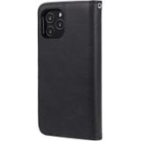 Voor iPhone 12 Max / 12 Pro 2 in 1 Solid Color Afneembare PU Lederen case met kaartslots & magnetische houder & fotolijst & portemonnee & riem(zwart)