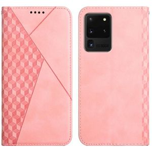 Voor Samsung Galaxy S20 Ultra Diamond Patroon Splicing Skin Feel Magnetische Horizontale Flip Lederen Hoesje met Kaart Slots & Portemonnee (Rose Gold)