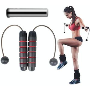 2 PCS indoor ropeless overslaan fitness oefening gewicht touw (zwart rood + gewicht)