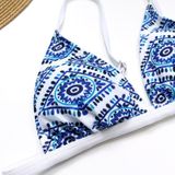 2 stuks sexy dames print halter push up Thong bikini strand dragen  maat: S