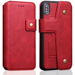 Koeienhuid textuur magnetische absorptie afneembare horizontale Flip lederen case voor iPhone XS Max  met houder & kaartsleuven & portemonnee (rood)