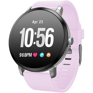 V11 Smartwatch Real-time hartslag Blood Pressure Monitor multi-sport modus Breathing Light Smart Watch voor Android IOS Phone(Pink Silicone)